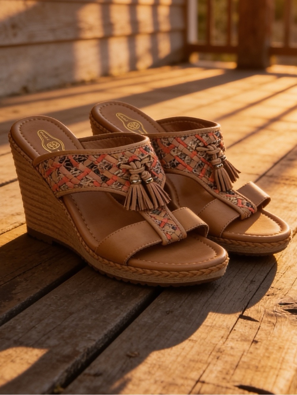 Elliot Luca genuine leather,tassels,embellished,western Sandal,chunky SZ 10 EUC